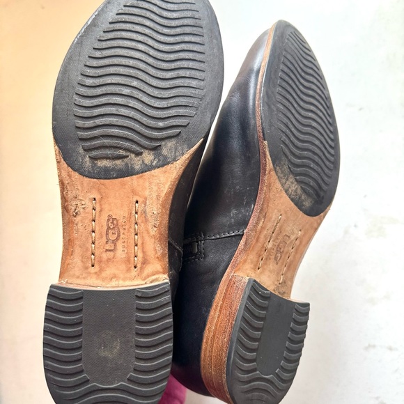 Ugg Australia Finnegan Leather Almond Toe Mid Calf Booties Black Size 10 - Picture 7 of 10